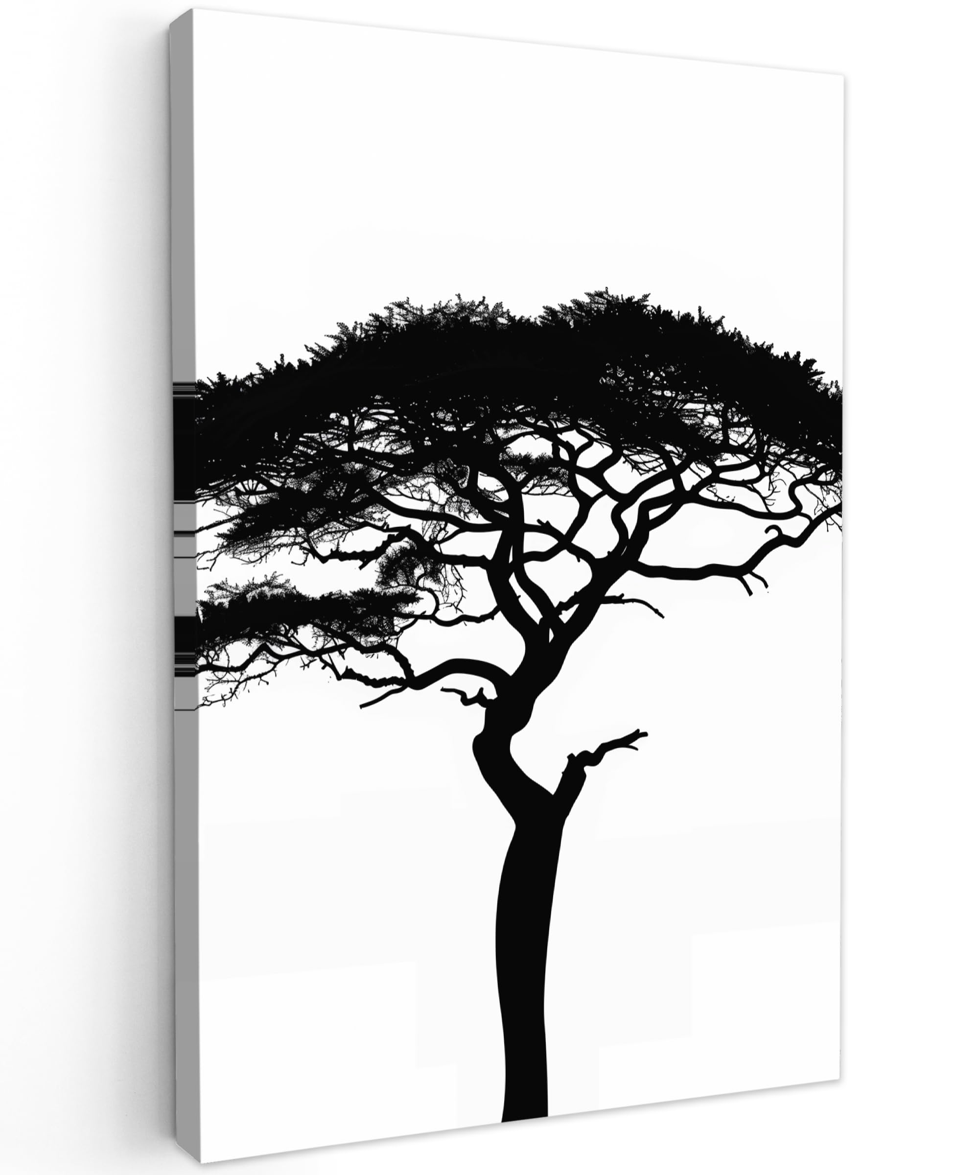 MuchoWow© Leinwandbilder Groß 80x120 cm XXL Wall Art Decoration Bilder für die Wand Schlafzimmer Deko Canvas Painting Wanddekoration Wohnzimmer Baum - Schwarz - Weiß - Modern - Lebensbaum