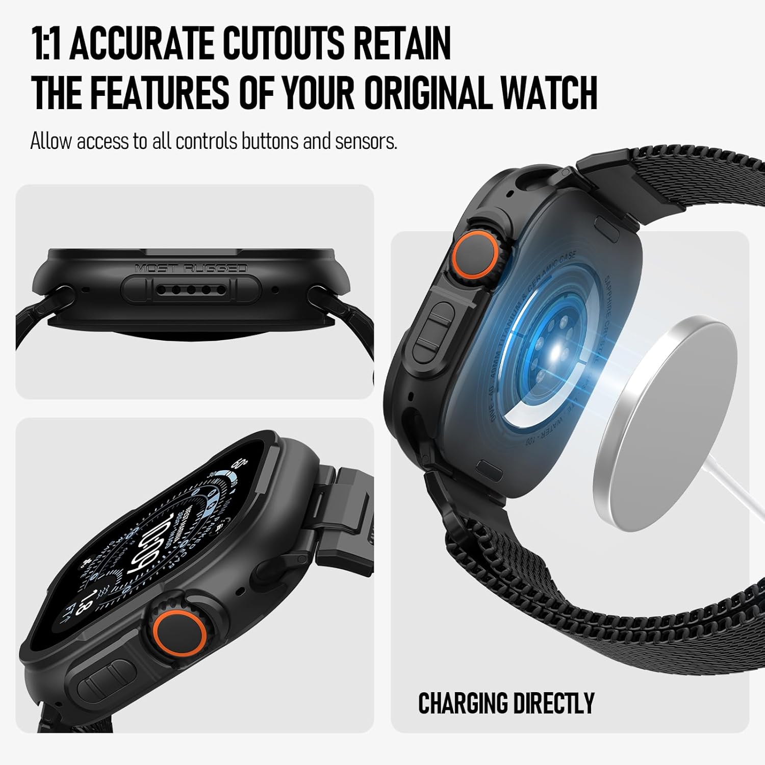 BXUXOHS Milanese Loop and Metal Cases for Apple Watch Ultra 3/Ultra 2/Ultra 49mm