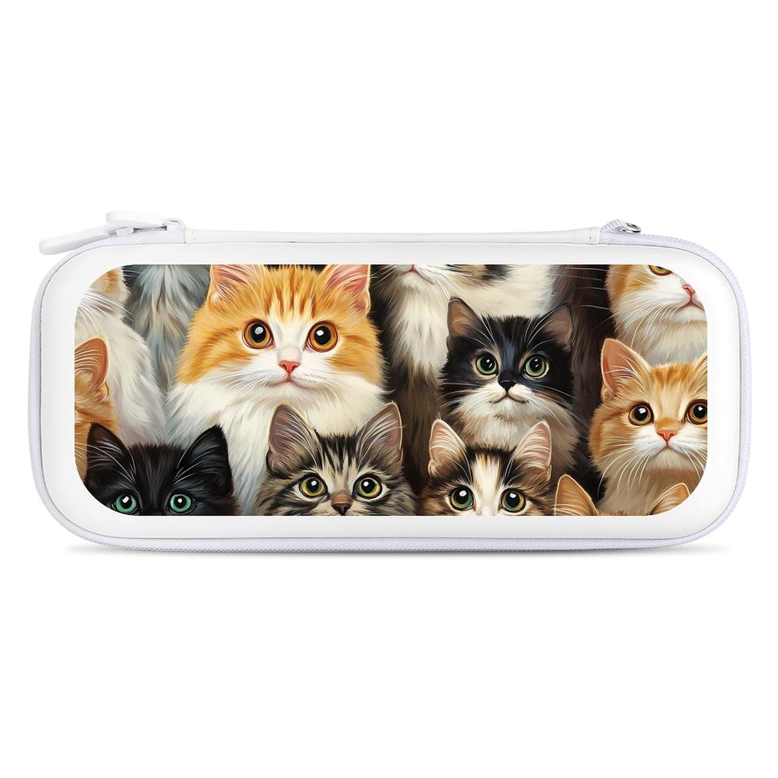 Cute Cats Compatible with Switch Carrying Case Hard Travel Game Bag Pouch with 15 Games Accessories White-style