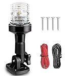 Young Marine Boat Anchor Light 3-Nautical Mile White LED Fold Down Stern Light for Pontoon and Fishing Boat All Round 360 White LED 12-24V (6 Foldable)