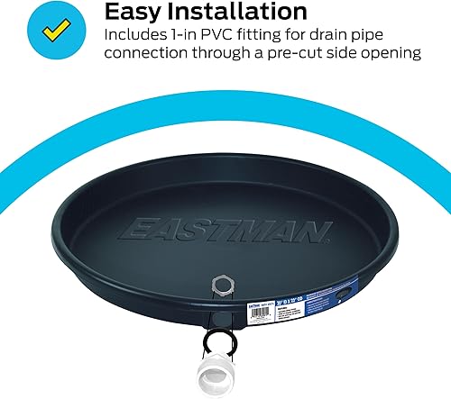 Miniatura 5 de Bandeja de drenaje para calentador de agua Eastman con guarniciones de PVC, compresión de 20 pulgadas ID x 22 pulgadas OD, 60076