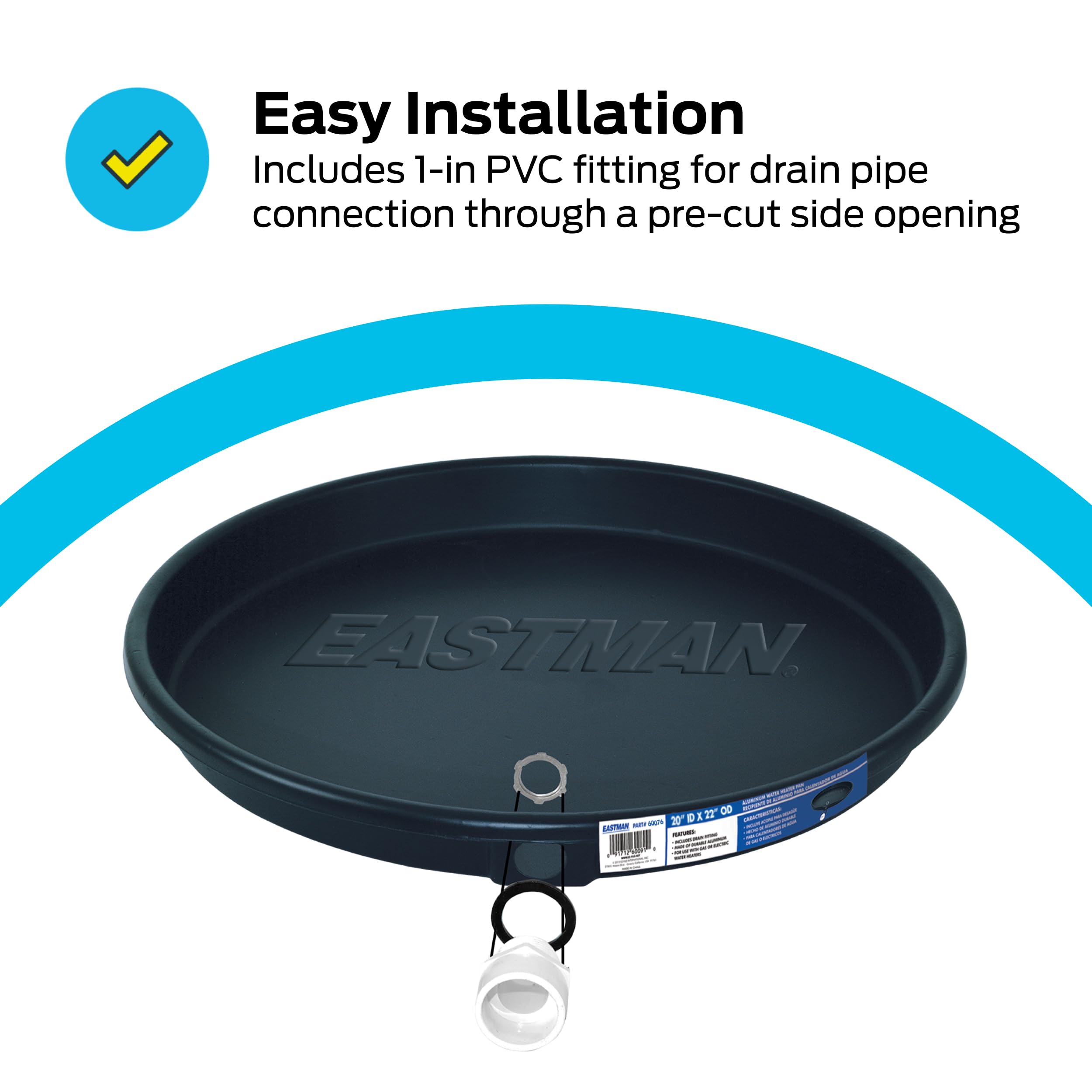 Amazon.com: Eastman Water Heater Drain Pan with PVC Fittings, 20