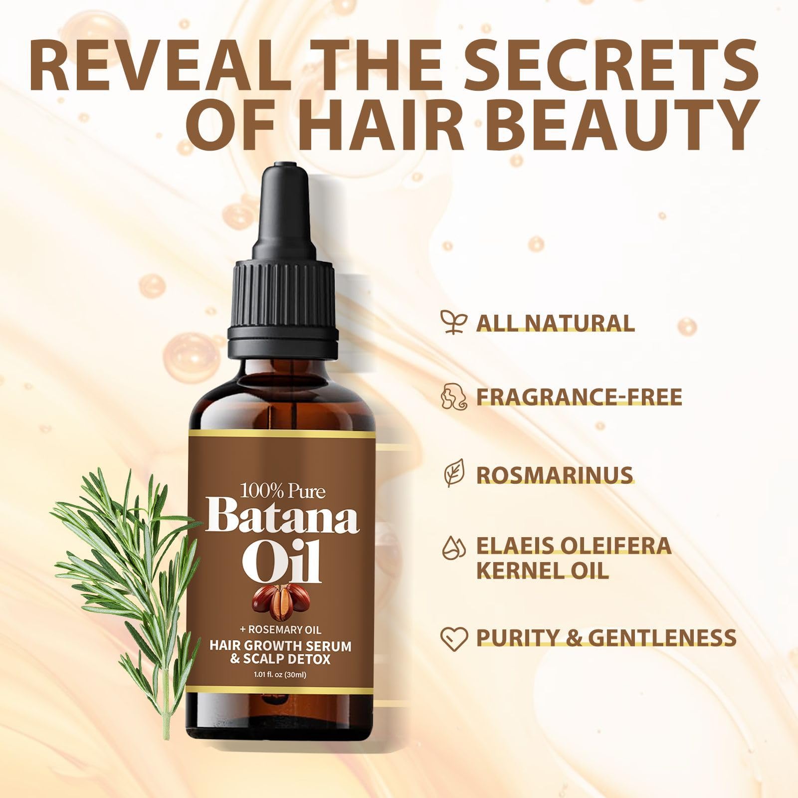 Batana Oil with Rosemary for Hair Growth 100% Organic Batana Oil from Honduras with Rosemary, Reduce Hair Loss - Image 2