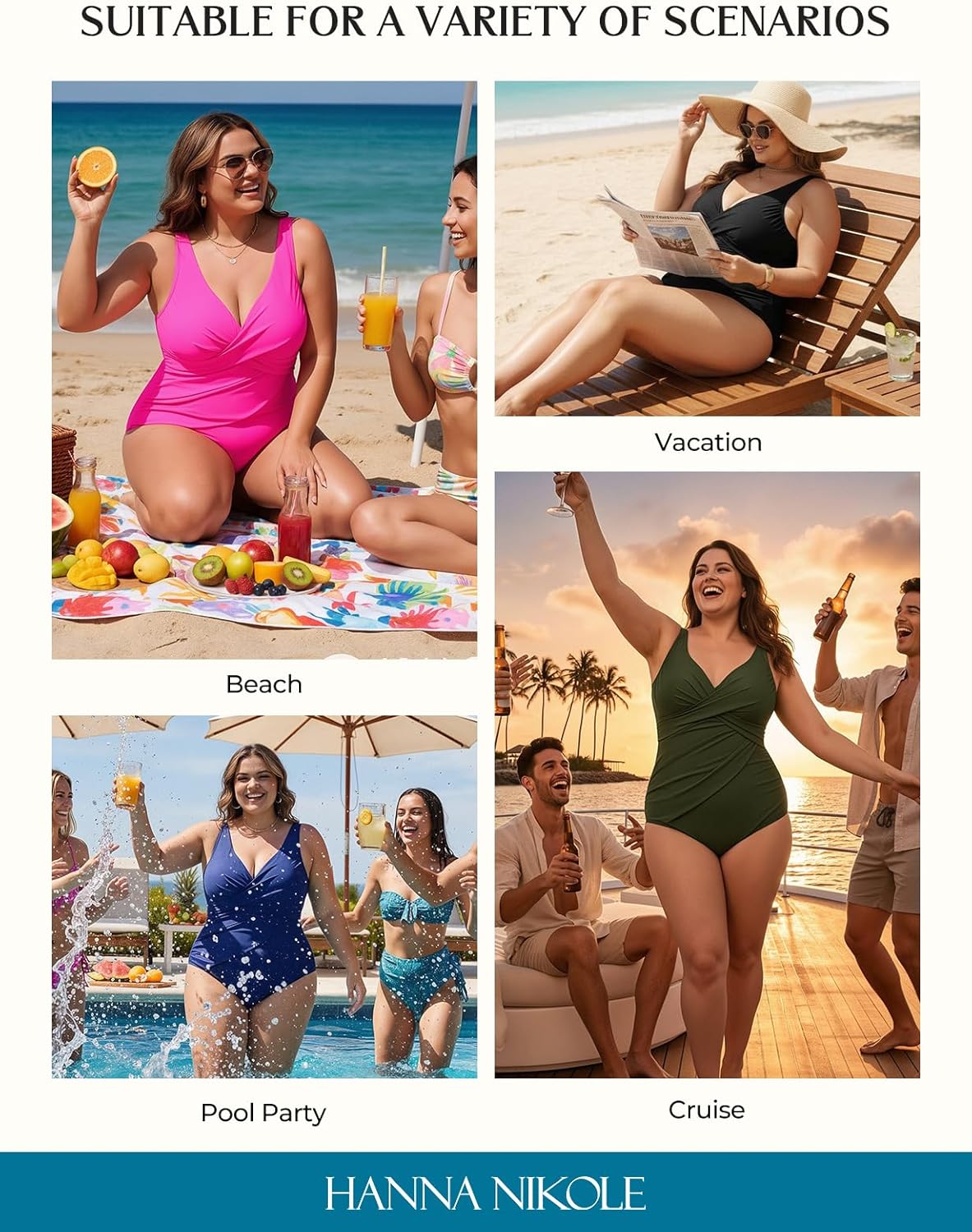 Hanna Nikole Womens Plus Size One Piece Swimsuit, Tummy Control Bathing Suit, Full Coverage Swimwear 2026 - Image 5