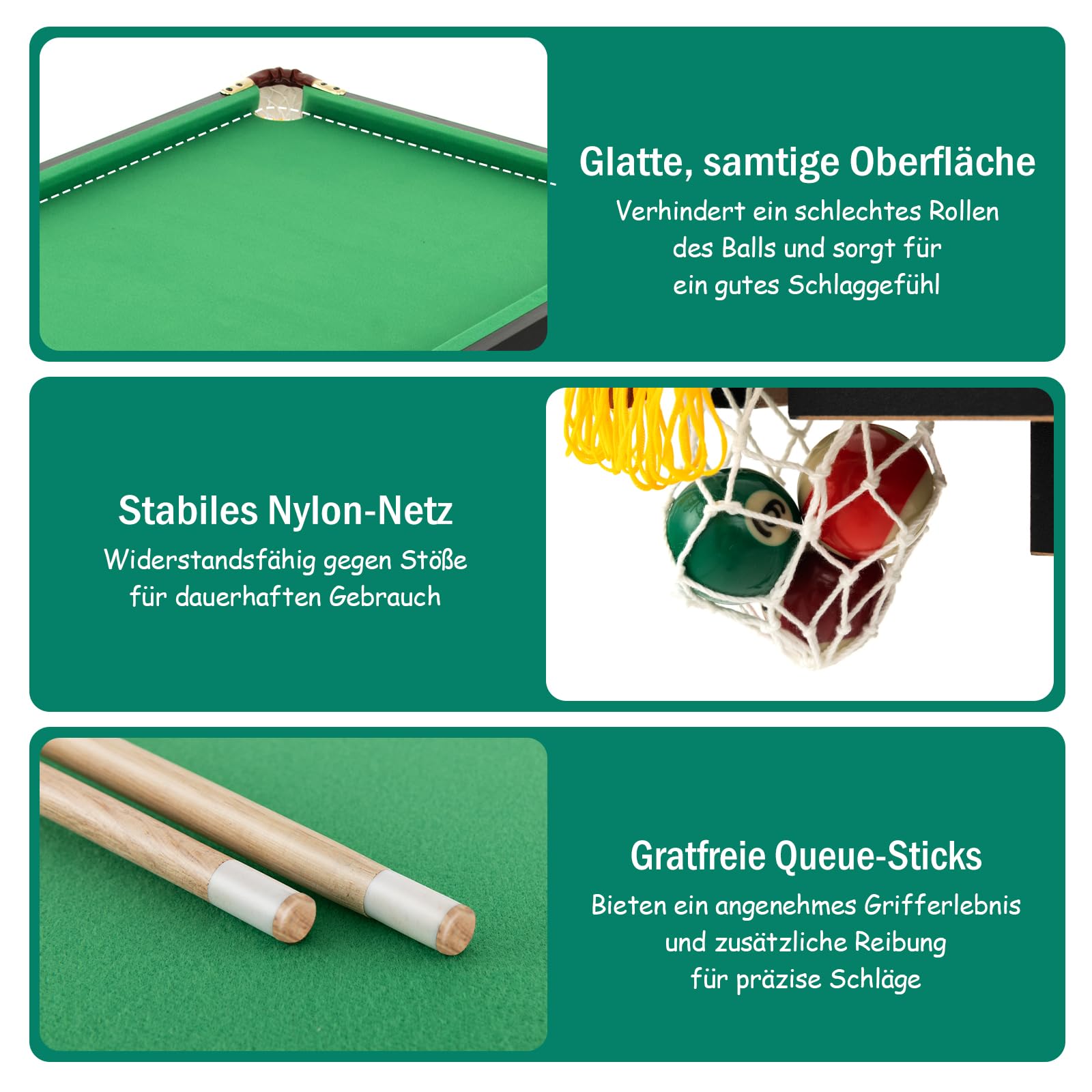 GOPLUS klappbarer Billardtisch, Billiard Tisch mit Zubehör, Snookertisch mit 16 Kugeln, 2 Queues, 2 Kreide, Bürste und Dreieck, Tischspiel für Kinder & Erwachsene, 122 x 64 x 78 cm