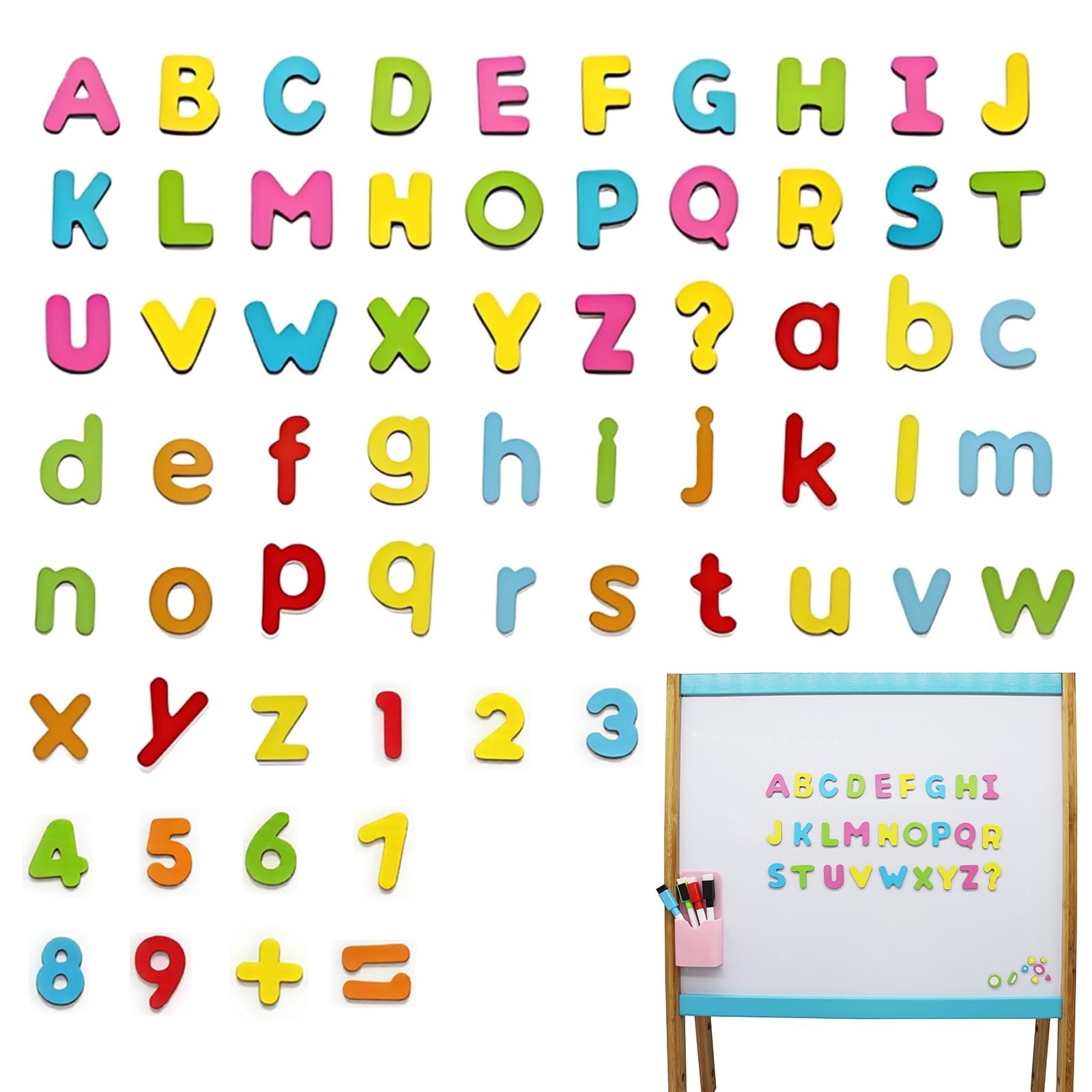 80 Pcs Letras Magnéticas Niños y Números de Madera MDF, Abecedario Imanes Nevera para Aprender a Leer y Escribir, Juegos Educativos Niños 3 4 5 6 Años, Juguetes Montessori Regalo Infantil