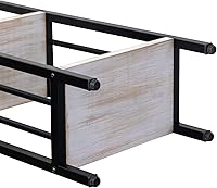 Vista 7 de MyGift Estante de pie de 4 niveles de madera maciza lavada de color blanco desgastado y metal negro mate, estante decorativo rectangular