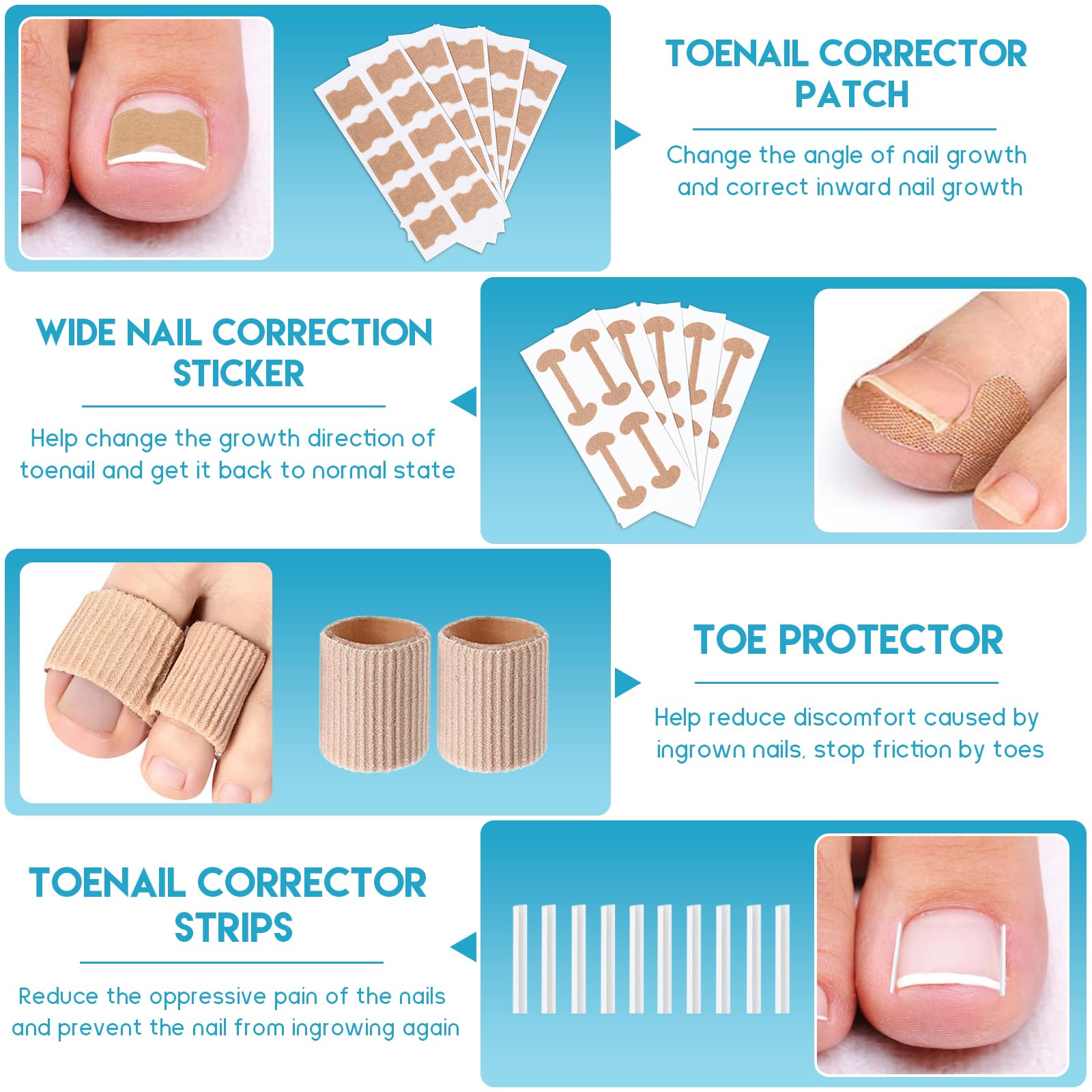 Kit de eliminación de uñas encarnadas, kit de herramientas profesional de uñas encarnadas que incluye gotas correctoras de uñas encarnadas, parche corrector, cortaúñas y herramientas de pedicura para 3
