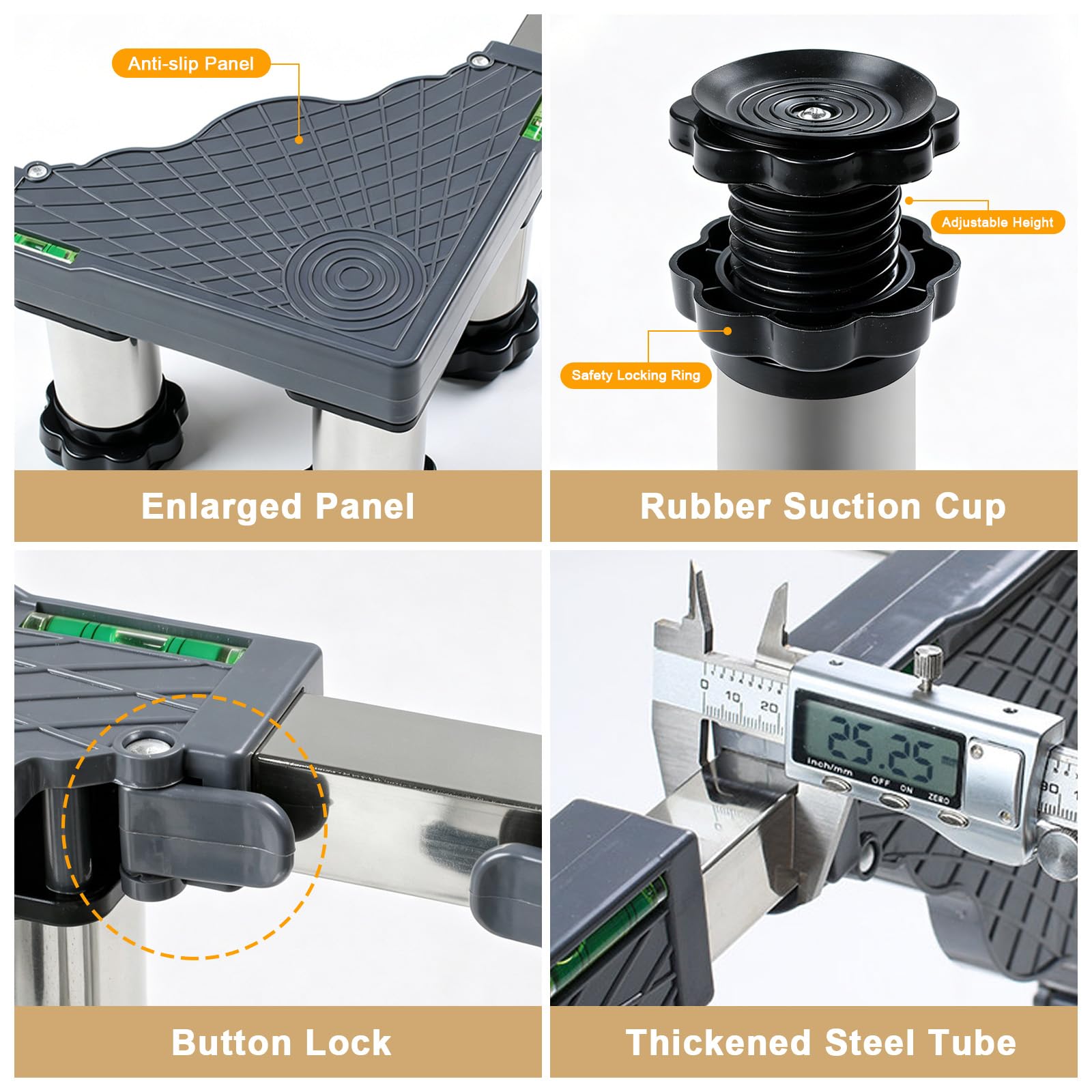 Soporte universal ajustable para lavadora, secadora, pedestal con patas de acero inoxidable y patas antideslizantes, soporte antivibración, para lavadora, secadora, nevera