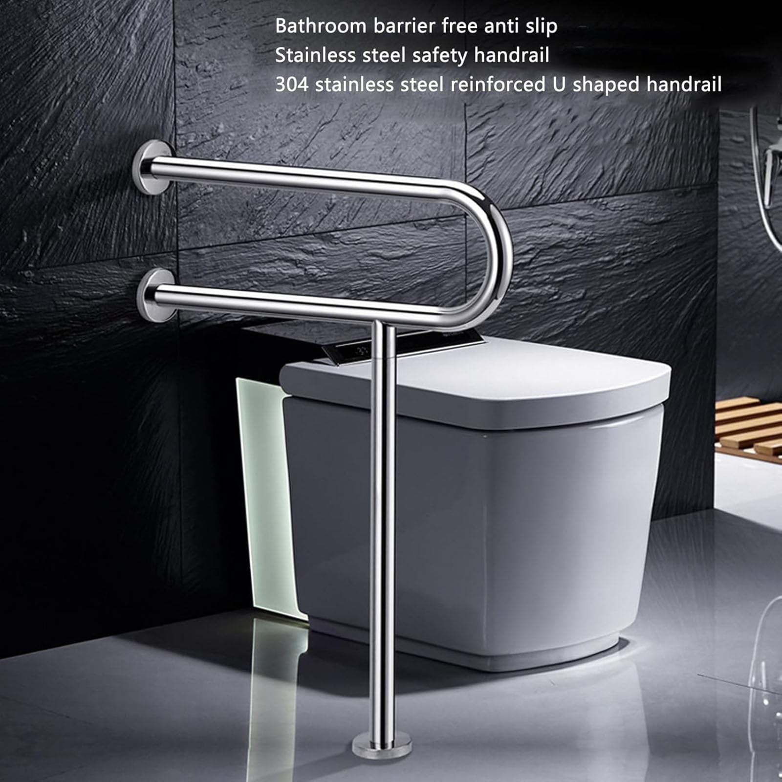 Asideros para baño, barras de acero inoxidable Handicap agarraderas, aseo de seguridad pasamanos de la mano de apoyo de ferrocarril, la manija que proporciona agarradera de seguridad