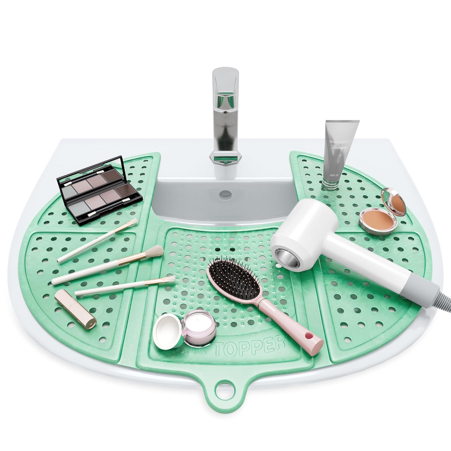 Sink Topper Foldable Sink Cover | Silicone Beauty Makeup Brush Cleaning Mat | Hot Tools Organizer | Bathroom Cover for Counter Space & Storage Saver | Traveling Must Haves for RV | Standard, Green Sink Topper Foldable Sink Cover | Silicone Beauty Makeup Brush Cleaning Mat | Hot Tools Organizer | Bathroom Cover for Counter Space & Storage Saver | Traveling Must Haves for RV | Standard, Green