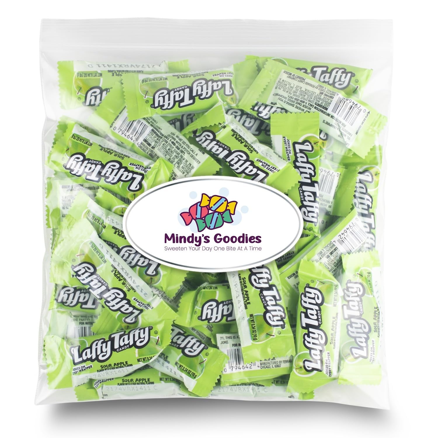 3 lb Bulk Sour Apple Stretchy Candy - Tangy Green Fruit Chews - Individually Wrapped Gourmet Taffy Bars - Perfect for Cravings, Candy Jars, and Parties - Intense Apple Flavor