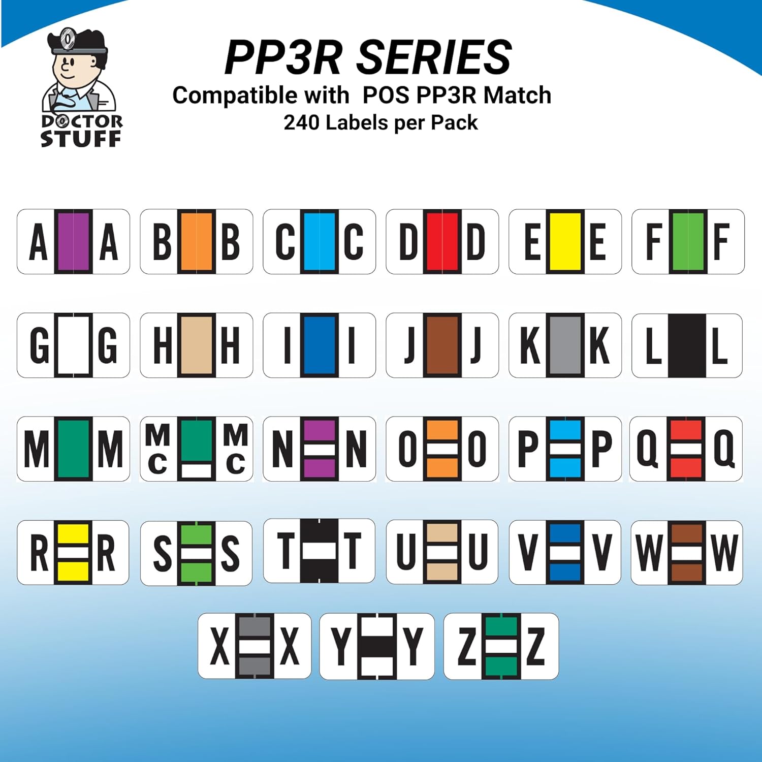 Doctor Stuff - File Folder Labels, Ringbook Sheets, Alphabet Letter G, POS 2000 - PP3R Match Compatible Alpha Stickers, White, 15/16" x 1-5/8", 240 Labels per Pack