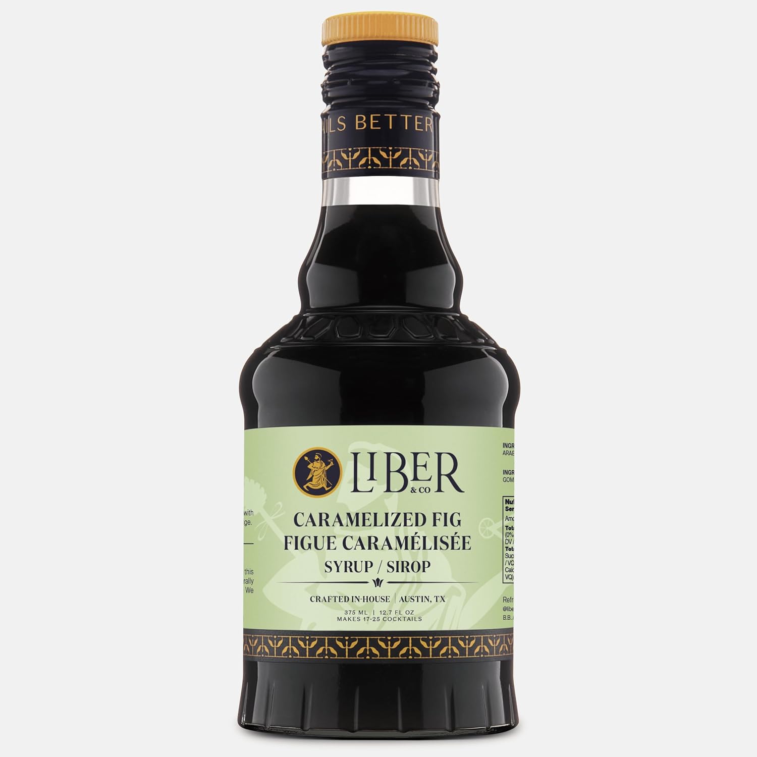 Liber & Co. Caramelized Fig Syrup - Made with California Mission & Calimyrna Figs - Perfect for Old Fashioneds, Manhattans & Aged Spirit Cocktails - Makes 25 Drinks - Craft Cocktail Mixer (12.7 oz)