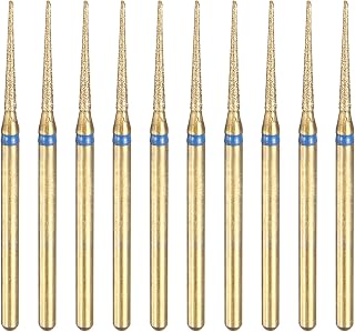 HARFINGTON 10pcs 120-140 Grits Diamond Grinding Bit 1.4mm Tapered Head 2.35mm Shank 14mm Length Titanium Plated Stone Sanding Drill Bits Rotary Tool for Nails Grinding Polishing