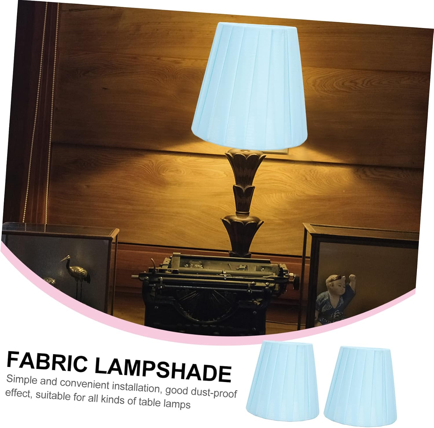 2pcs Fabric Craft Lampshade Elegant Desk Light Covers for Table Floor Wall Lamps Easy Installation Soft Light Accessory Blue