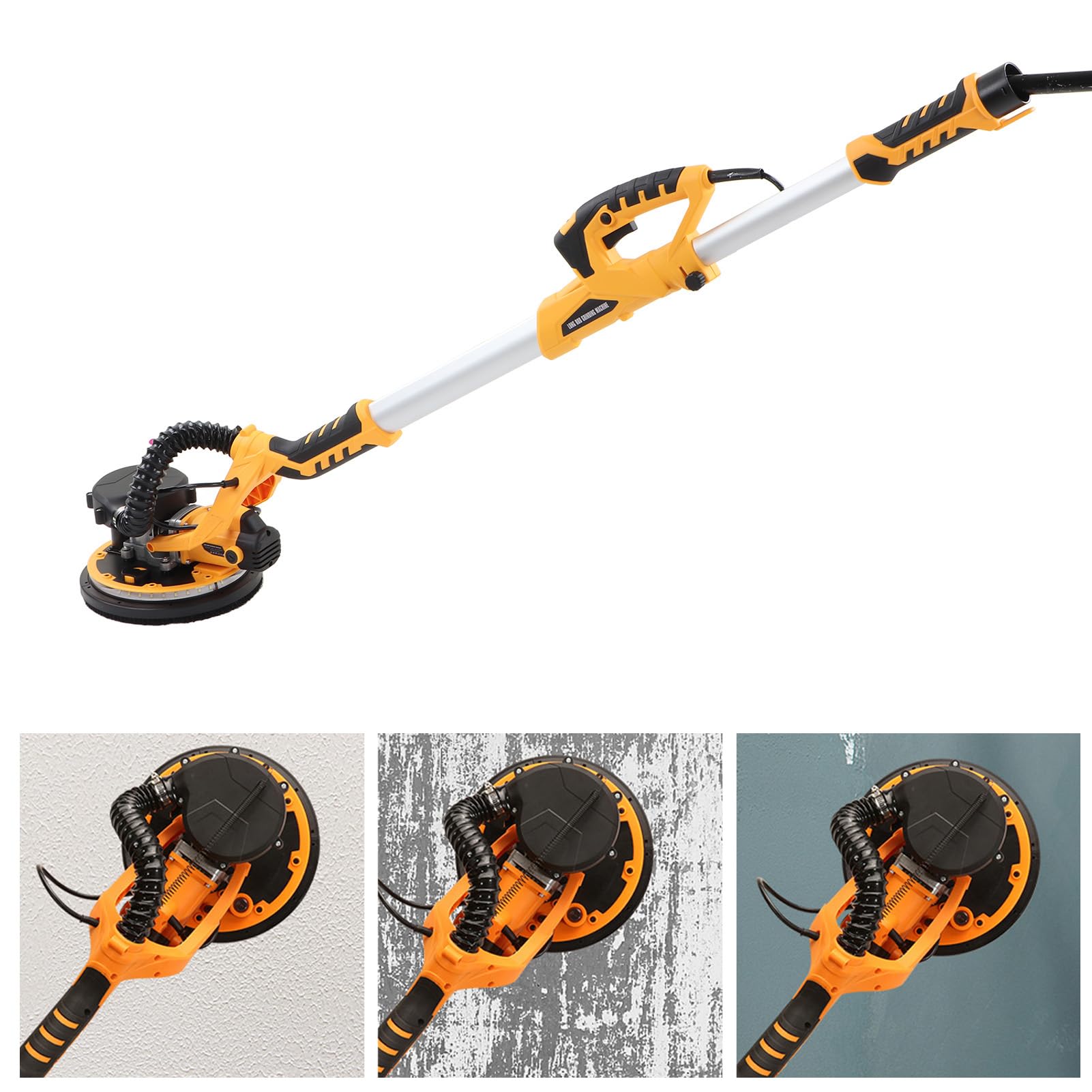 9-Zoll Trockenbauschleifer mit LED-Licht, Wandschleifer Schleifgiraffe Deckenschleifer Teleskop Langhalsschleifer mit Automatischer Staubabsaugung 15 Schleifpapier und Rucksack