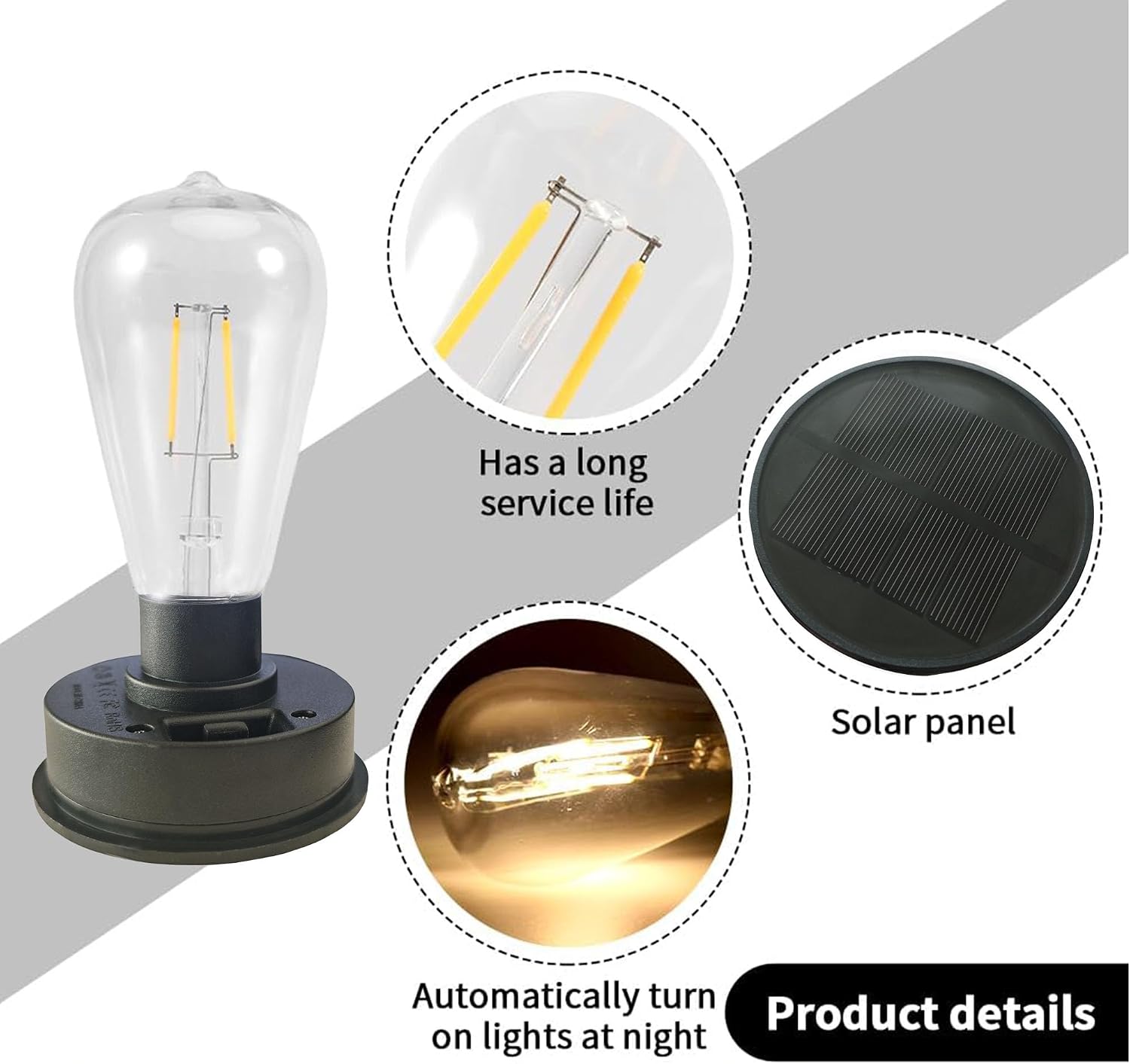 Solar Lantern Replacement Bulb, Top Solar Light Replacement with Larger Solar Panel, Durable LED Bulb for Outdoor Garden Lantern image 3