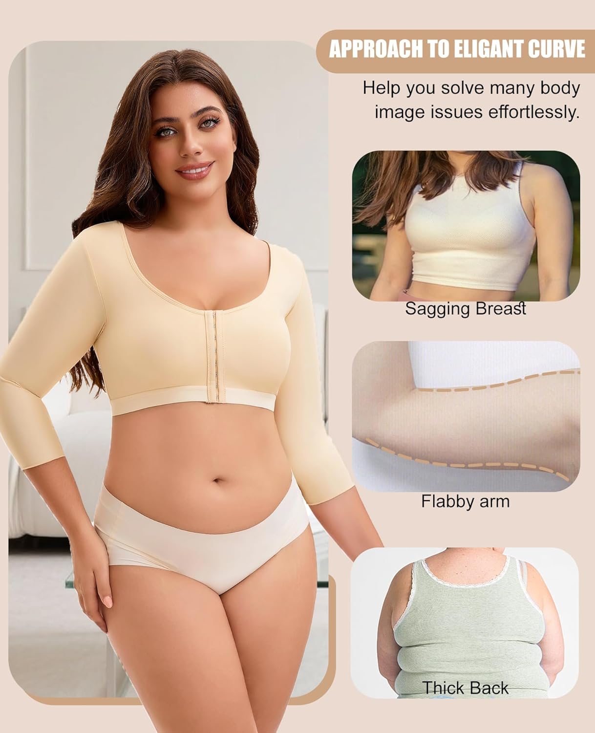 Arm Compression Sleeve Women Post Surgery Arm Shaper Front Closure - Image 2