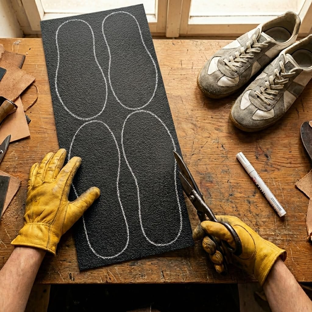 Gomme antidérapante semelle 1,8 mm 25x59,5 cm noir – plaque flexible pour réparation chaussures, pads antidérapants, semelle crépe, sneakers, chaussures sport, ski de fond