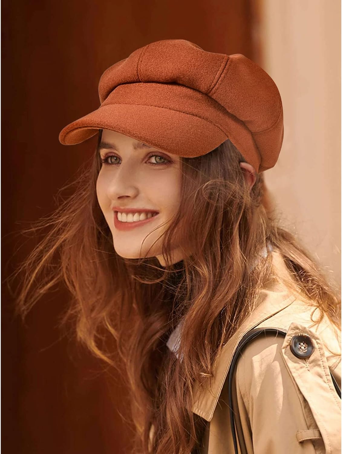 Women’s Newsboy Cap Wool Blend Retro Solid Color Girls Fashion Gatsby Cabbie Visor Beret Hat - Image 3