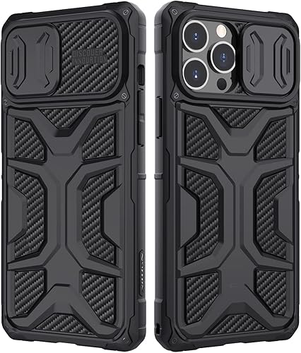 Nillkin - Funda para iPhone 13 Pro Max con funda para cámara, funda de grado militar con protección de lente de cámara deslizante para hombres y