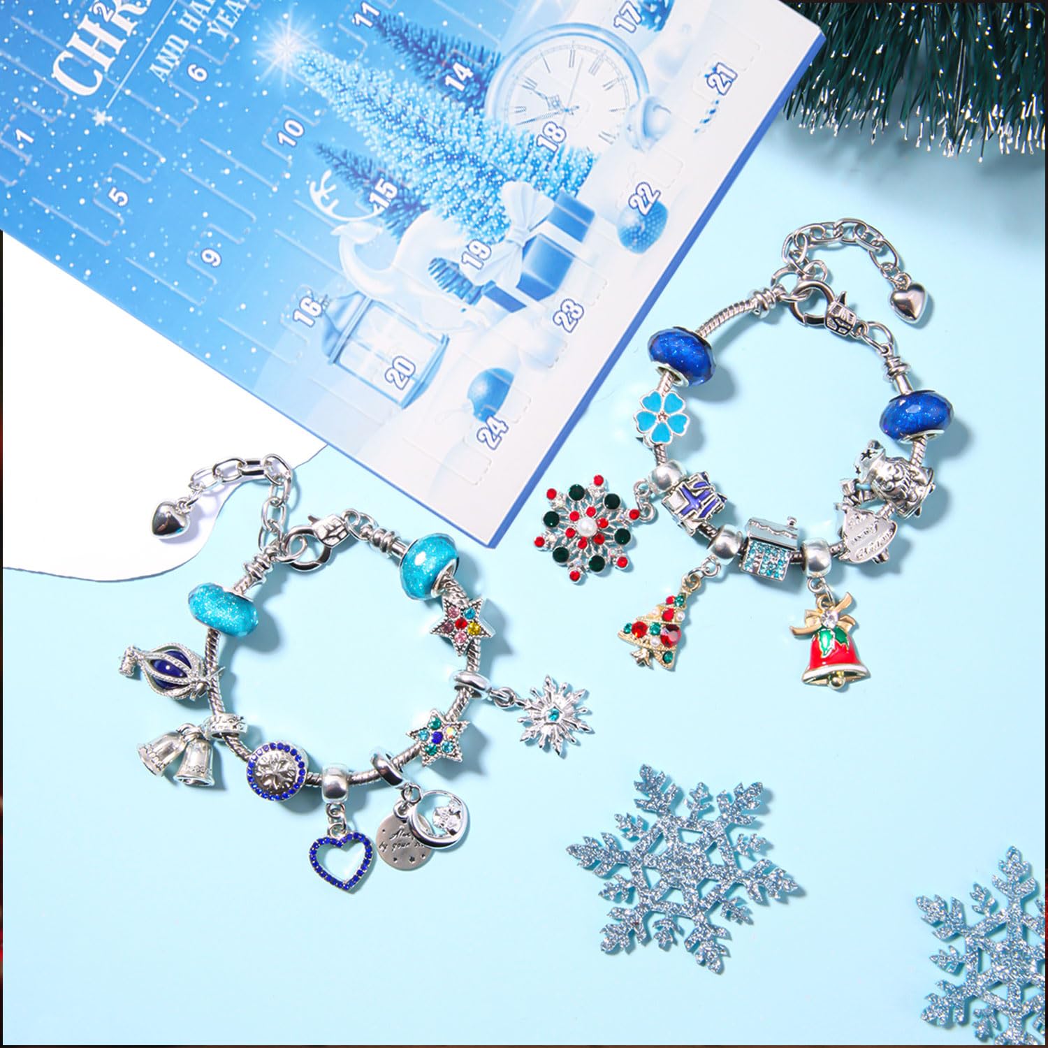 Ucouper Calendrier De L'Avent Bijoux Pour Femme Fille, Set 24 Accessories Perles Pour DIY Bracelet Cadeau Surprise Noël Pour Enfant Adulte