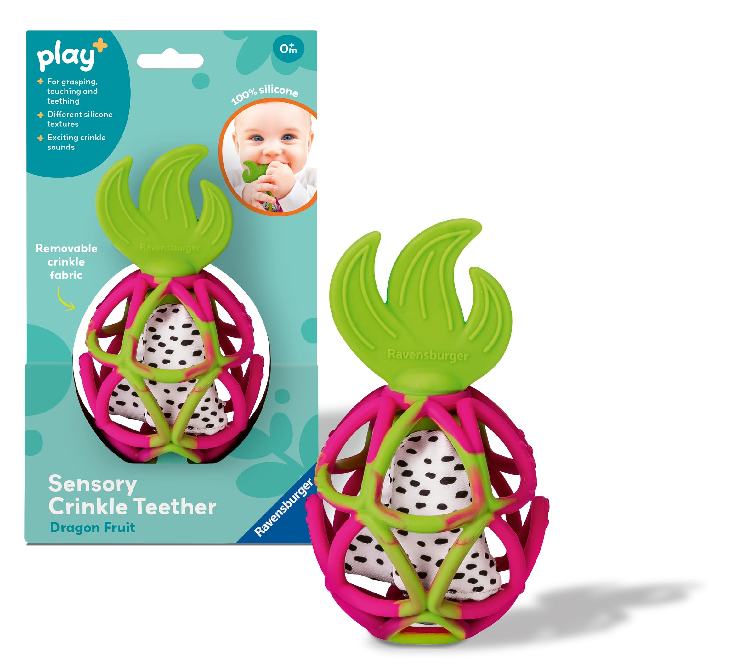Ravensburger Play+ - Massaggiagengive sensoriale, frutto del drago, delicato sollievo per la dentizione, design facile da afferrare, coinvolge le abilità motorie fini
