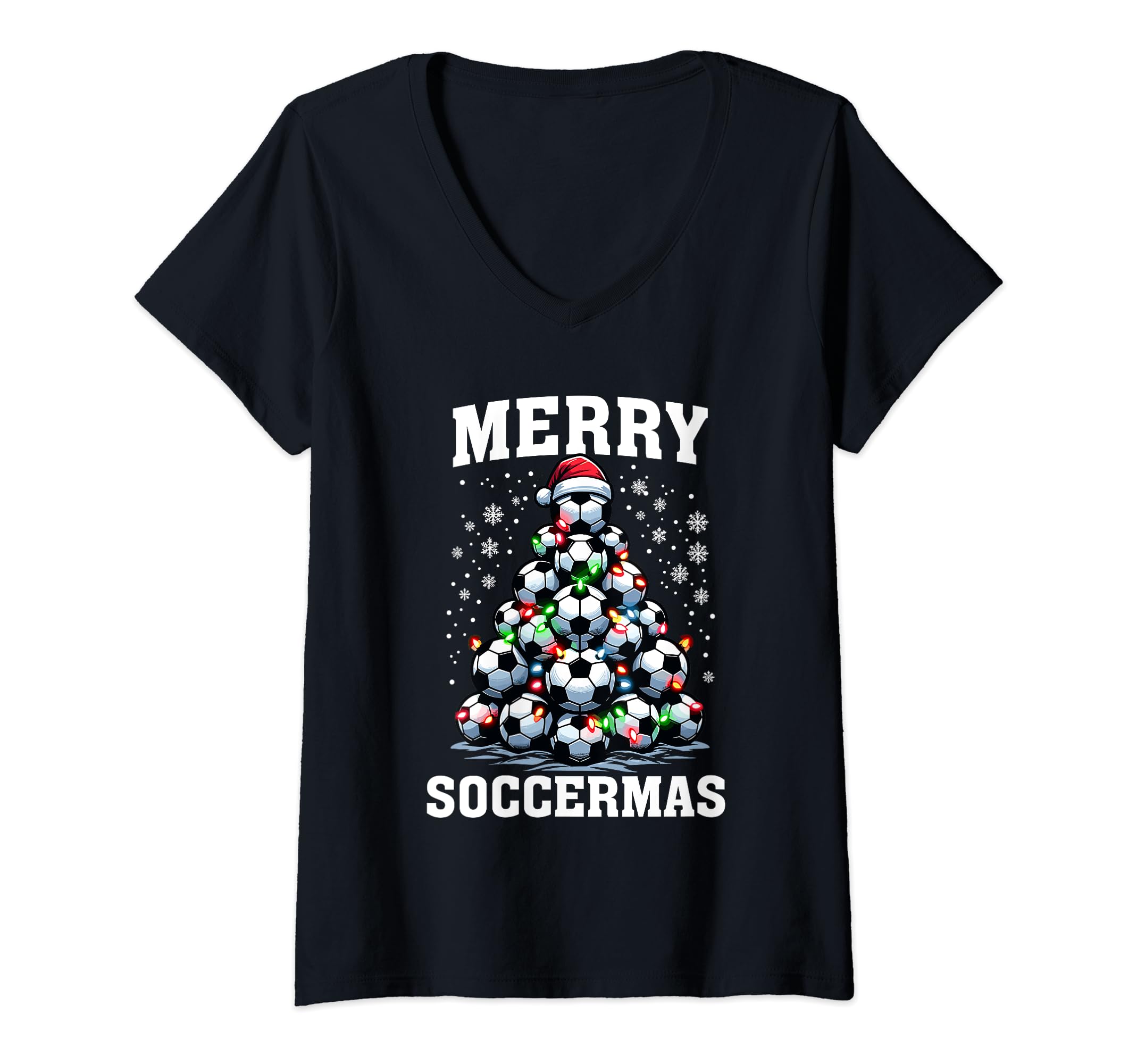 Merry Soccermas Funny Soccer Christmas Soccer Player Coach V-Neck T-Shirt