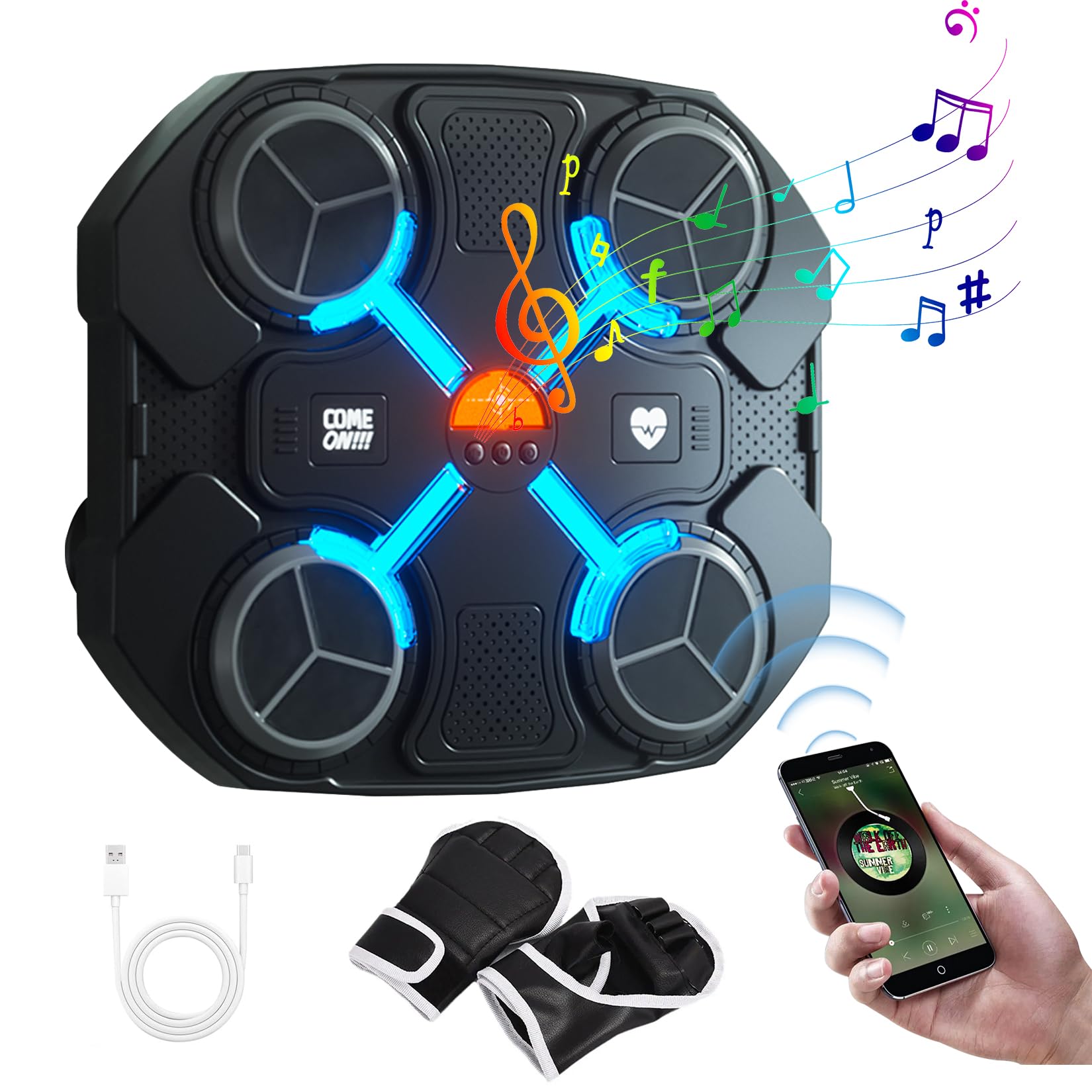 Music Boxing Machine Con Guanti - Macchina Da Boxe A Parete Con Bluetooth, Per Adulti E Bambini