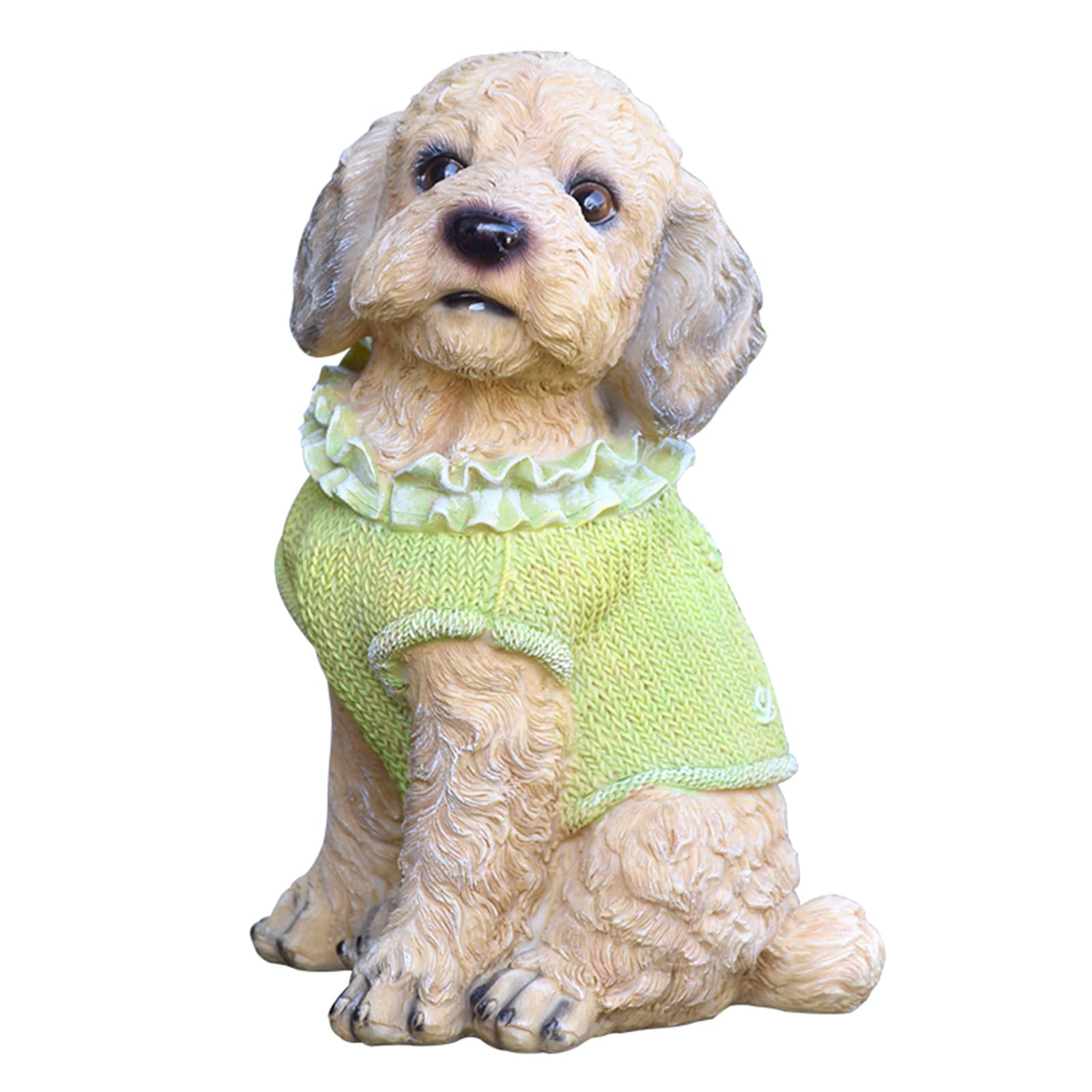 Scultura Cane Teddy Resina Artigianale, Decorazione Giardino Villa Ingresso Interni per Appassionati di Animali,Giallo,19 * 18 * 30 cm