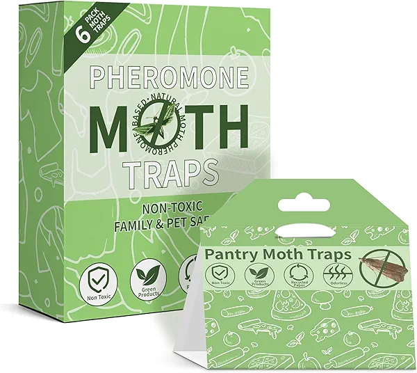 Moskiller Pantry Moth Traps with Pheromones 6-Pack Safe and Effective for House Indoor Kitchen and Cupboard