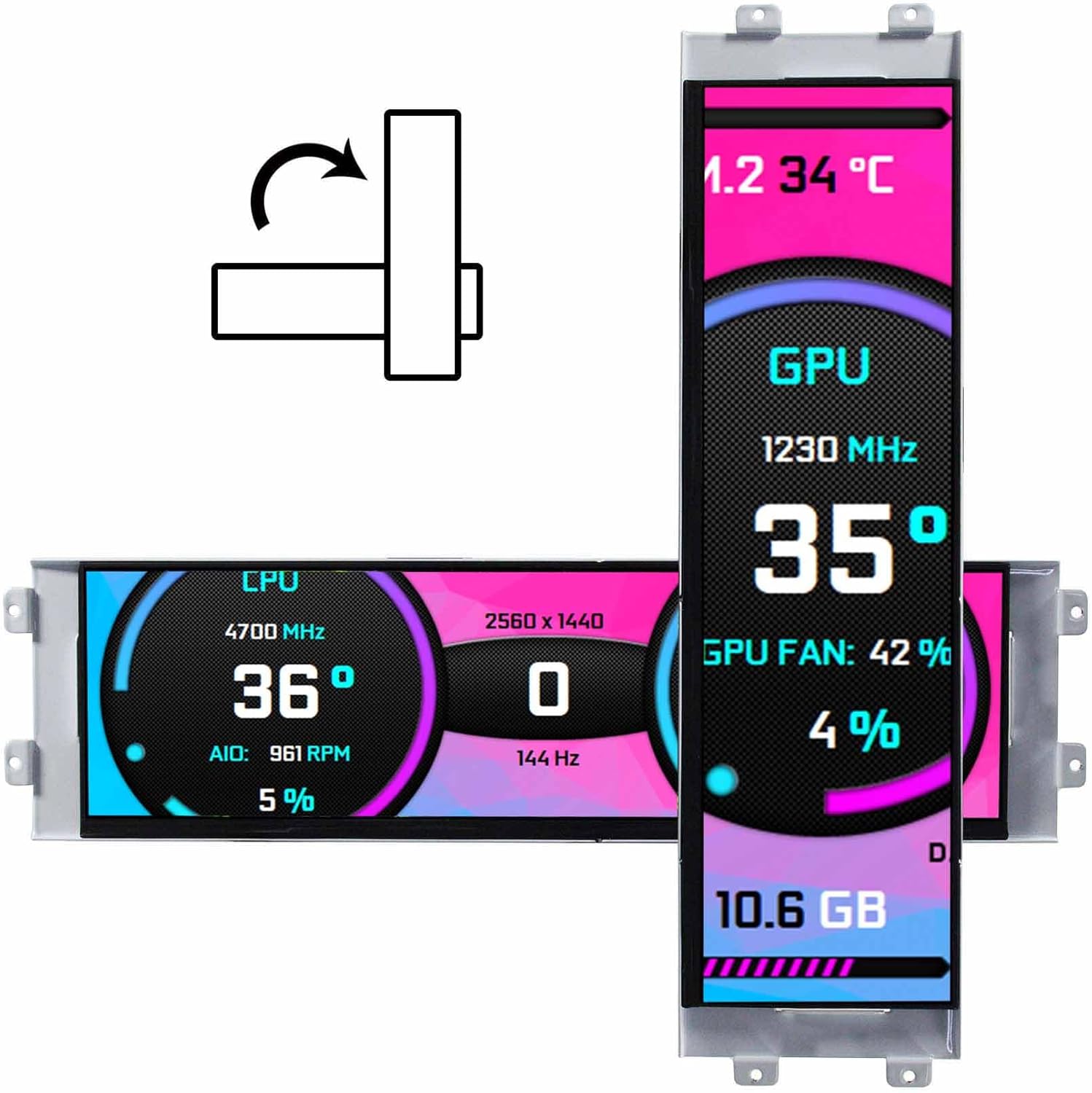 VSDISPLAY 12.7 Inch 2K Bar LCD Screen Monitor 2880x864 IPS DIY for D41 Computer PC Case Building CPU/GPU Monitoring Secondary Display,with USB-C DP Input