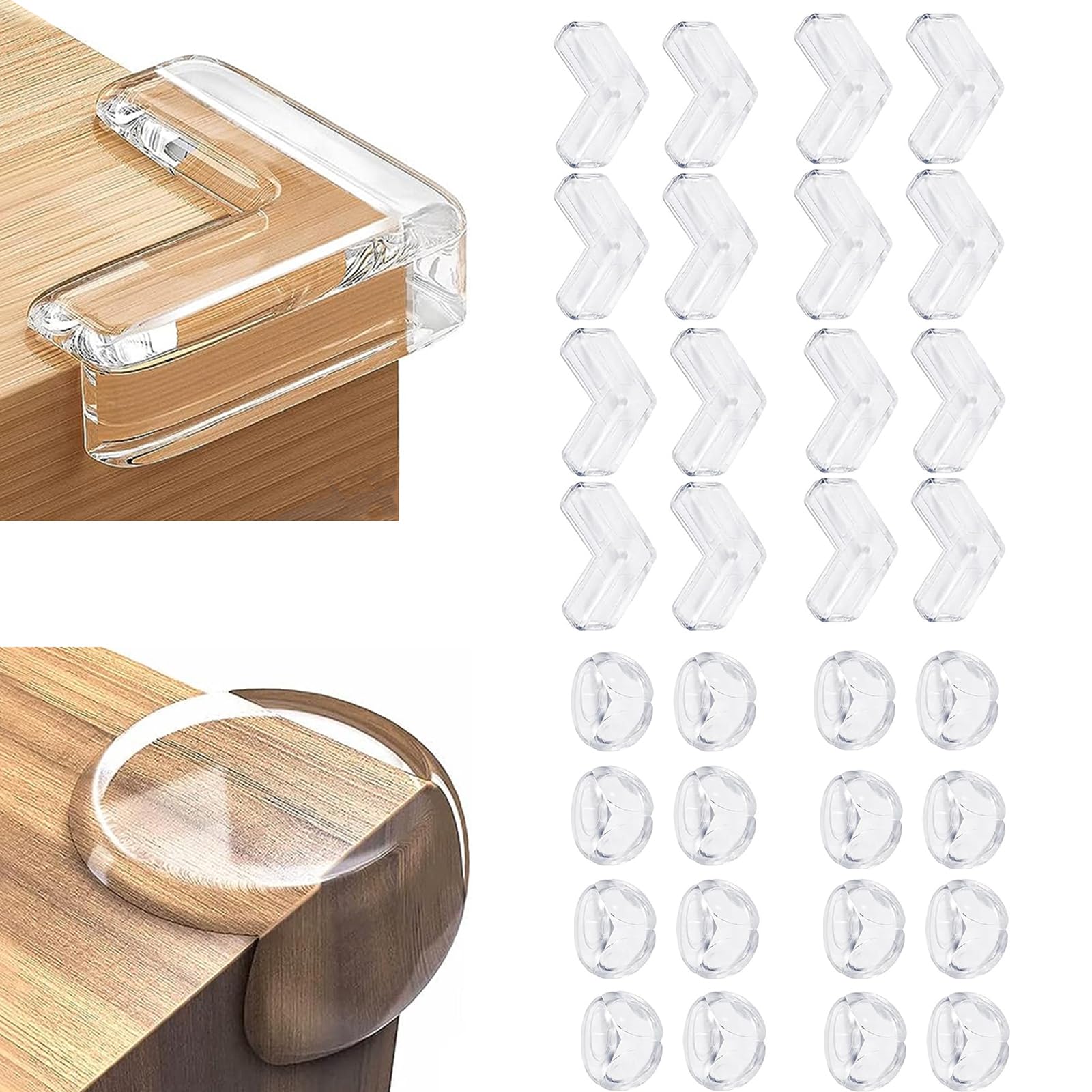 32 Stück Eckenschutz Baby Kantenschutz, klar Eckenschutz Silikon Kantenschutz Selbstklebend Transparent Tischkantenschutz für Verschiedene Möbel Baby Sicherheit