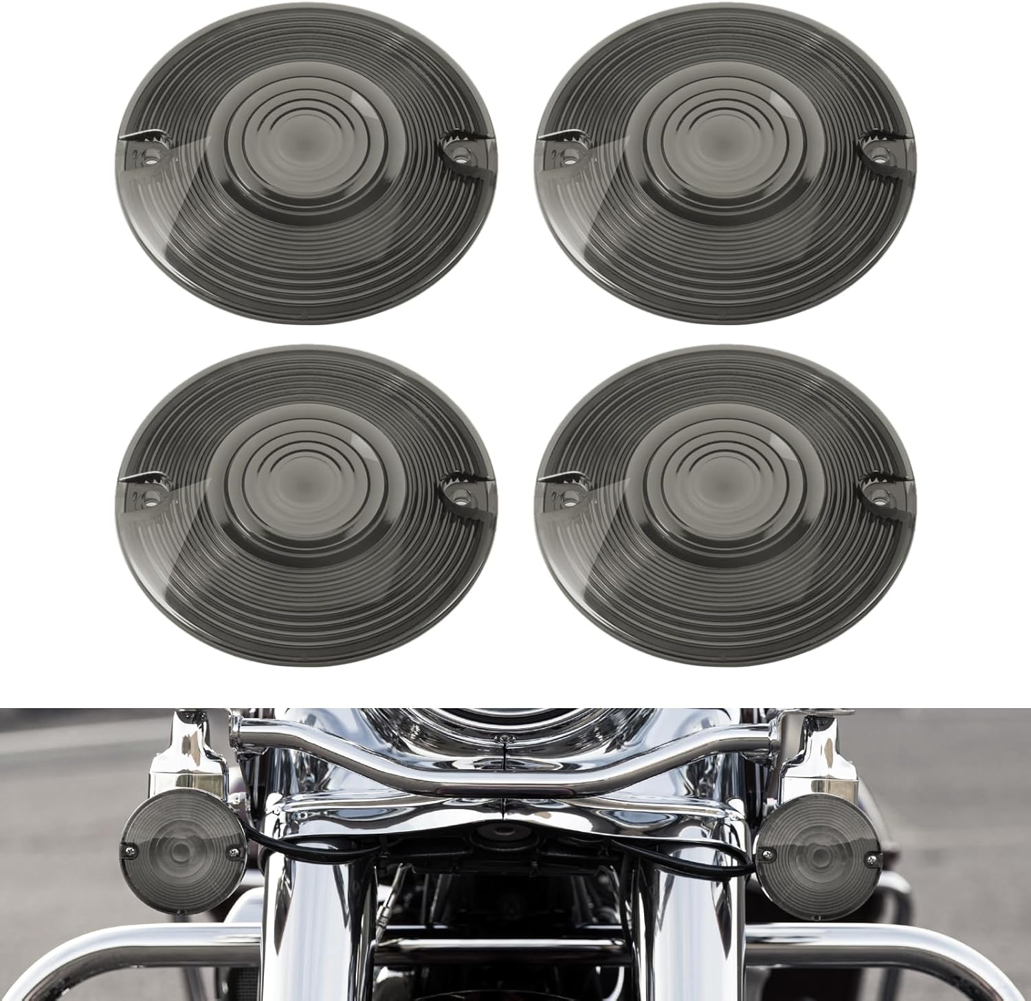 Amazicha Smoke 3 1/4 Inch Flat Turn Signal Lenses Covers Kit Compatible for Harley Davidson Touring Road King Road Glide Heritage Softail Street Glide Electra Glide Tour Glide 1986-Later(4 PCS) Amazicha Smoke 3 1/4 Inch Flat Turn Signal Lenses Covers Kit Compatible for Harley Davidson Touring Road King Road Glide Heritage Softail Street Glide Electra Glide Tour Glide 1986-Later(4 PCS)