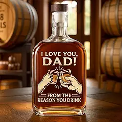 Pawfect House Da razão pela qual você bebe uma garrafa de uísque, presentes de aniversário para pais da filha e filho, decantador de uísque bourbon para homens, melhores presentes para pais de todos