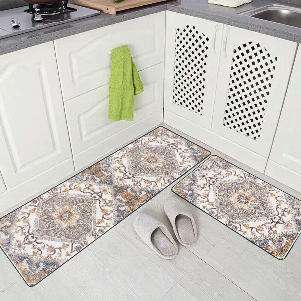 TOMWISH kitchen rugs Set of 2 Floor Comfort Mats non slip washable Kitchen Sink Area Rug Farmhouse Kitchen Floor Mats Comfort Standing Mat for in Front of Sink kitchen décor Laundry 17