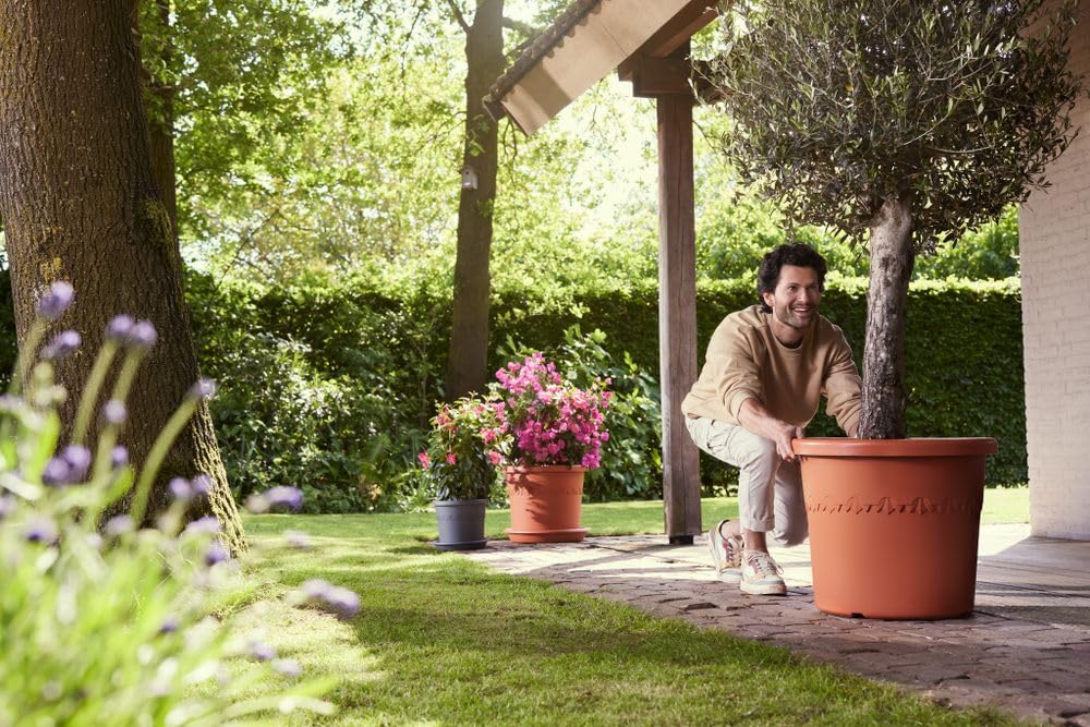 elho Algarve Cilindro 58cm Blumentopf - Terra | ∅ 58 x H 48 cm | für den Außenbereich