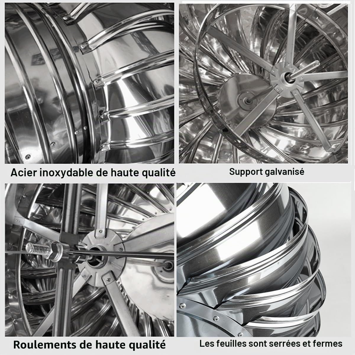 Aérateur De Toit En Acier Inoxydable Pour Turbine, 10-40cm, Rond Extracteur De Cheminée Tournant, Conduit De Fumée Sortie De Toit, Installation Facile(10cm)