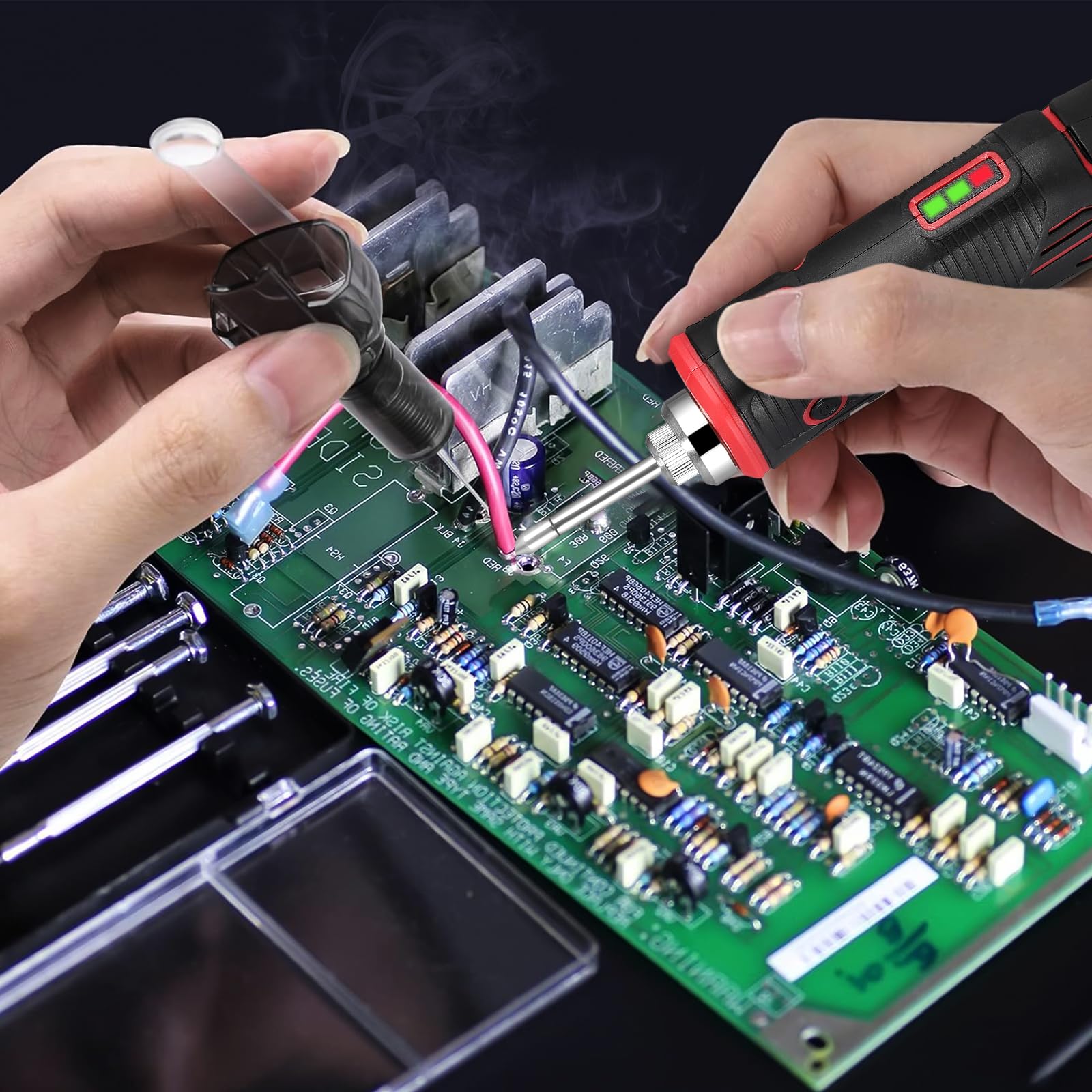 Set saldatore a batteria senza fili, LED, 11 W, 1800 mAh, riscaldamento rapido, stagno di saldatura, punte, ideale per principianti e professionisti
