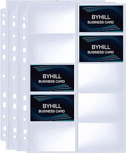 BYSTER Paquete de 30 hojas de 600 bolsillos para tarjetas de visita, páginas ultra transparentes para tarjetas de visita para carpeta de 234, doble
