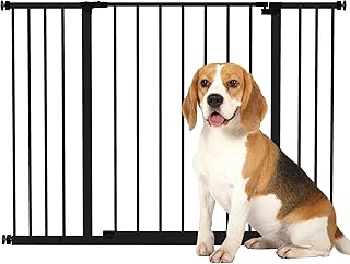 PawHut Dog Gate Pet Safety Gate Stair Barrier Pressure Fit Adjustable 76-82/86-97/101-107 cm, Black