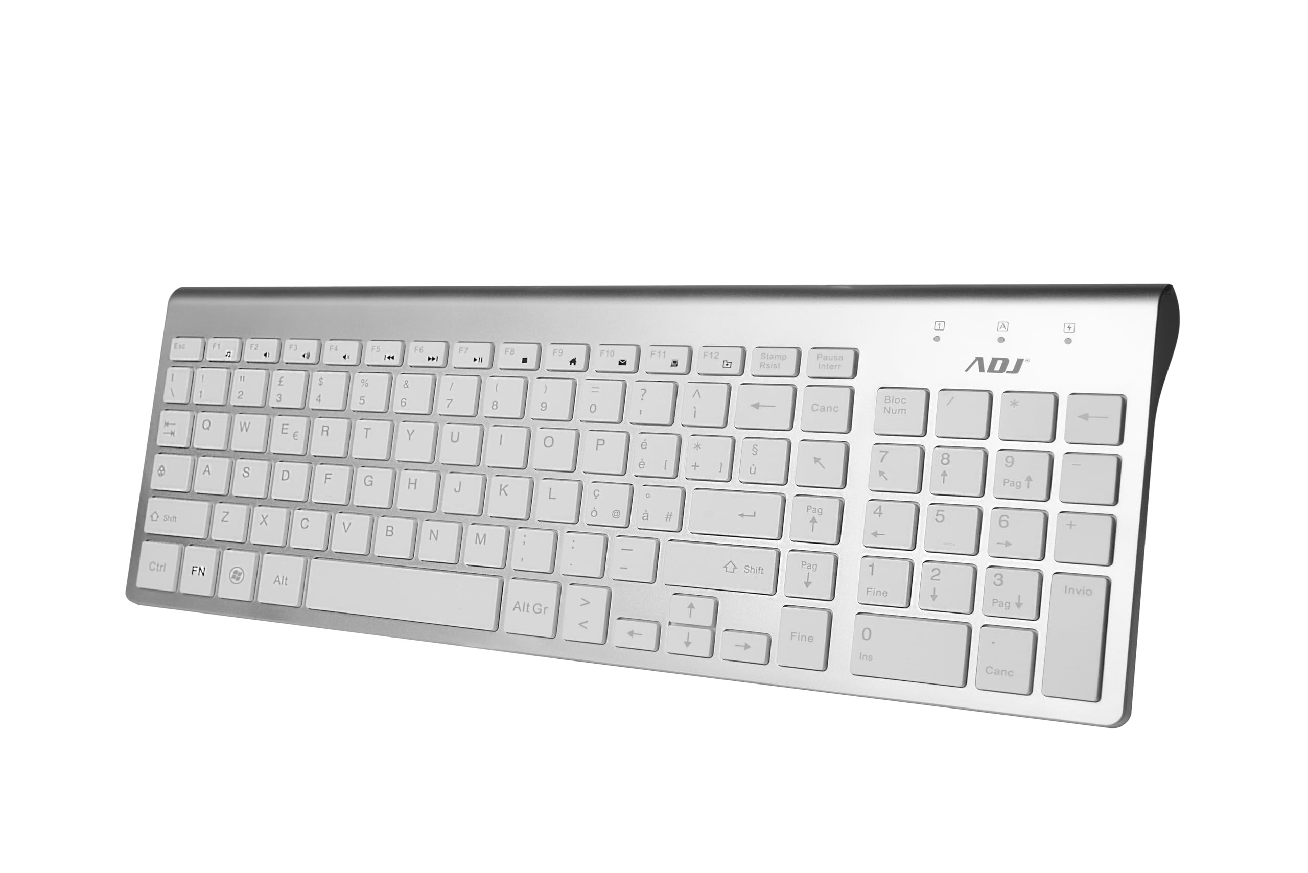 Kit usb Tastiera e Mouse Adj Smal 102 tasti ultra slim - Wireless, Layout Italiano QWERTY, per PC/Laptop/Notebook Windows, Tasti Silenziosi, Senza Fili, 102 Tasti, Mouse Ergonomico 1600 DPI