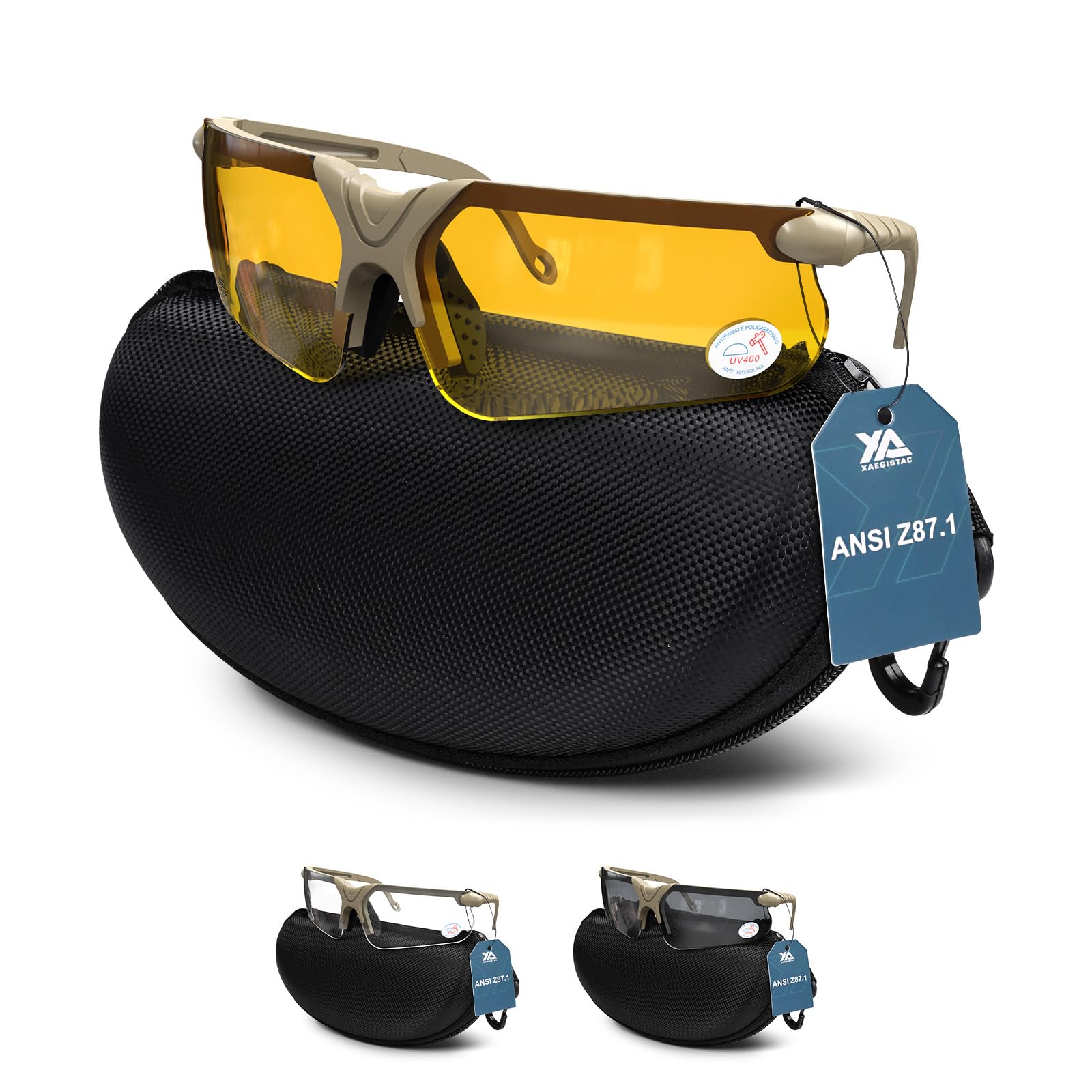 xaegistac Shooting Glasses with Case-Safety Glasses Anti Fog