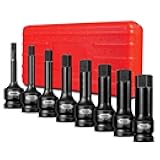 8 PCS 1/2 Inch Drive Allen Impact Socket Set, Metric Hex Socket 6 mm to 19 mm, Master Impact Grade Cr-Mo Steel with Heavy Duty Storage Case