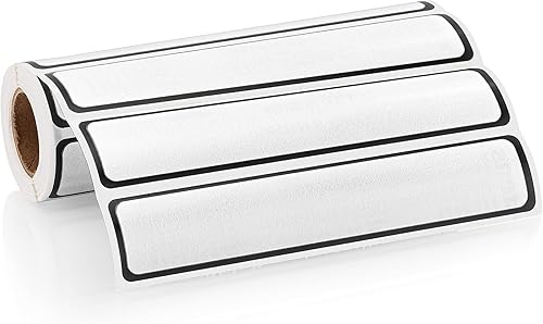 Carstens Etiquetas adhesivas adhesivas, 5 38 x 1 pulgada, etiquetas para carpetas de anillos de 1 pulgada, color blanco, rollo de 200