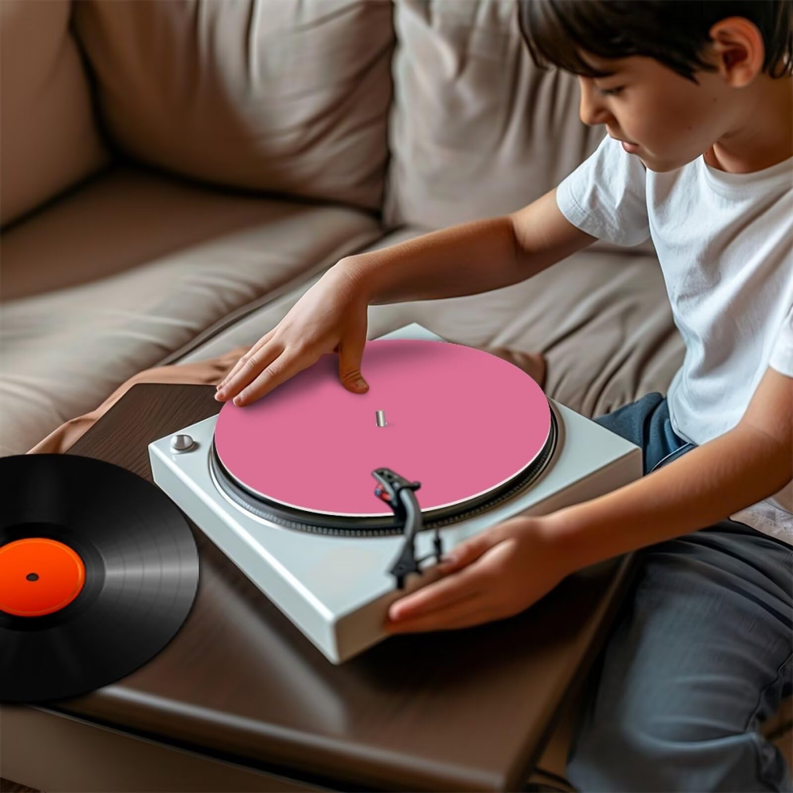 Uorisanigo Turntable Mat PaleVioletRed Anti Vibration Vinyl Record Slip Mats for LP Record Player Turntable 12 inch Turntable Felt Pad Vinyl Record Accessories