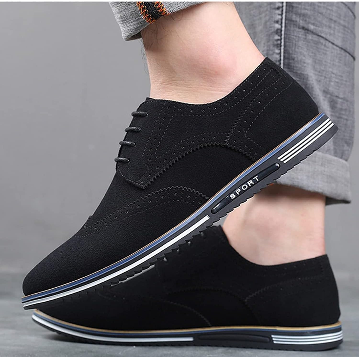 [kzzkoo] レースアップ カジュアル シューズ ビジネス シューズ 外羽根 大きいサイズ ウォーキングシューズ 紳士靴 コンフ