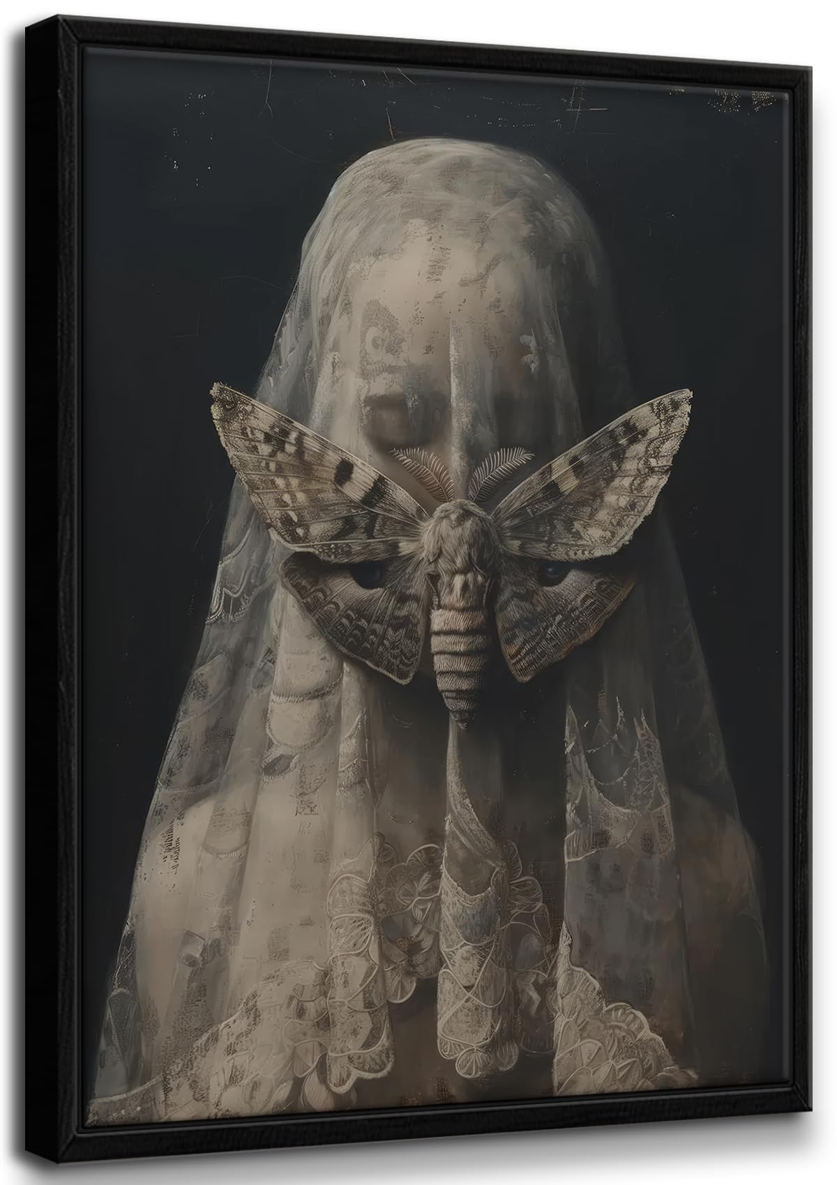 Moody Dark Academia Veiled Woman Moth Wall Art Review