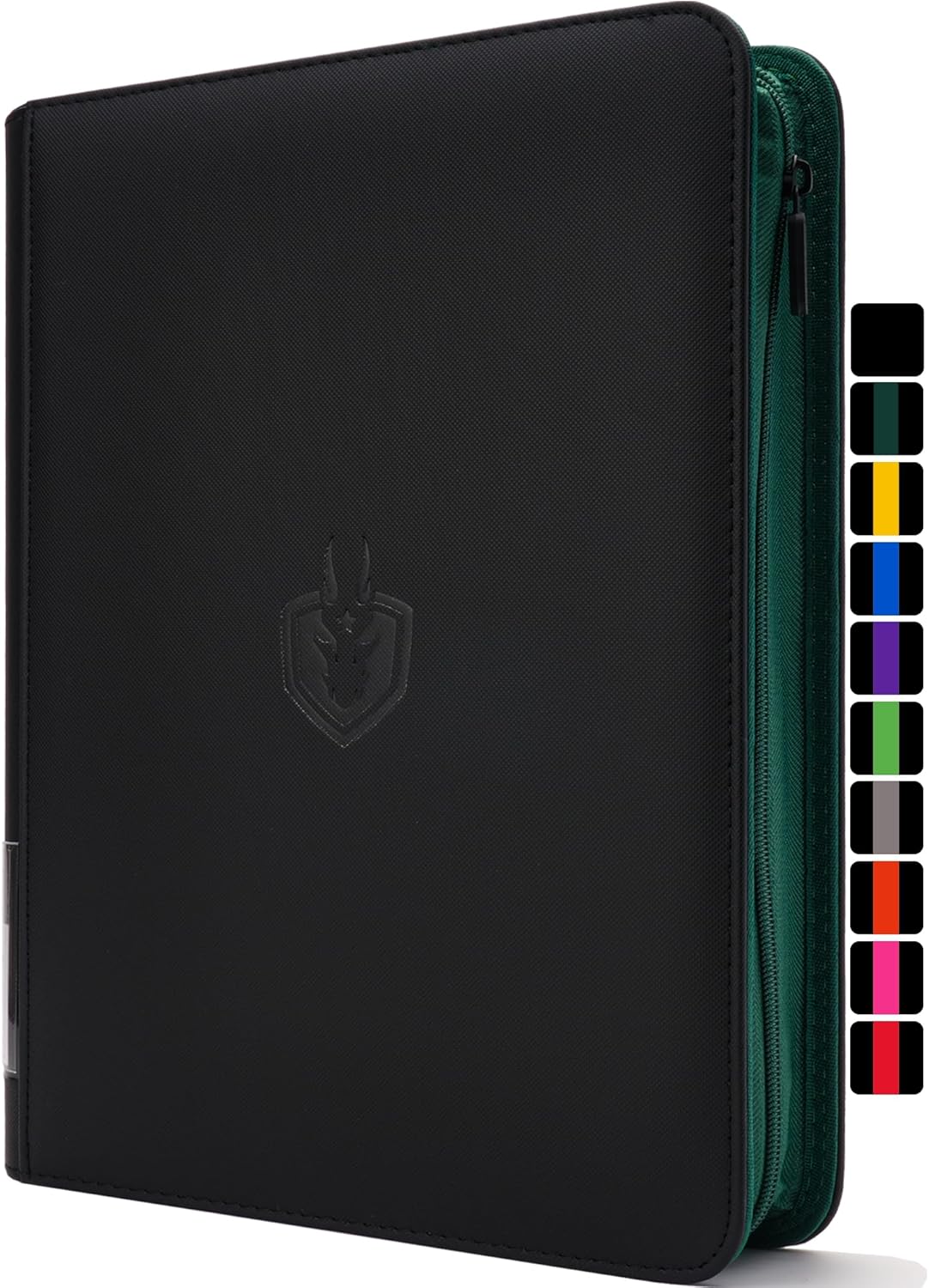 Premium-SV 540 Pockets Card Binder,Label Design,9 Pocket Trading Card Zipper Binder, Ringless Side Loading Trading Card Album, Folder for TCG,MTG,Sports other Cards -Black&Deep Green